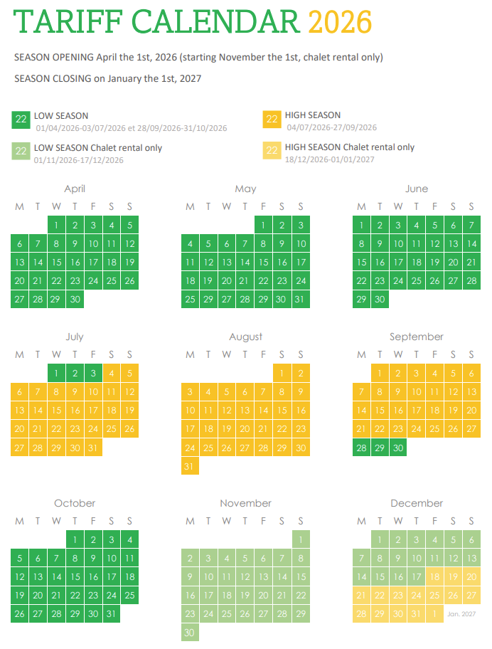 Calendrier des tarifs 2026_EN